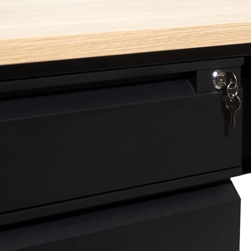 Commercial Double Pedestal Desk with 5 Locking Drawers