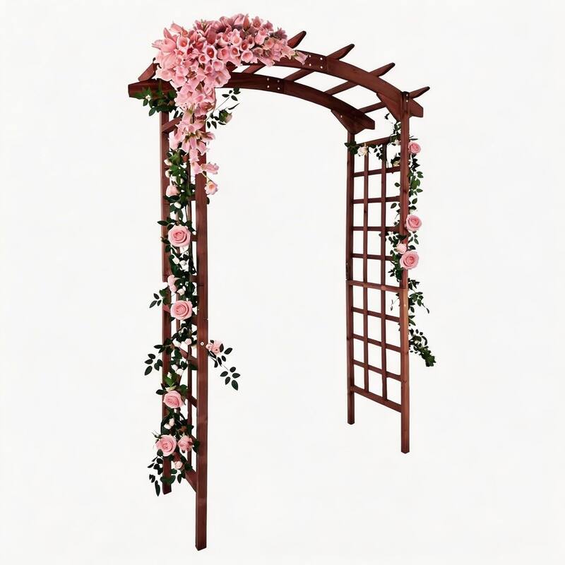 85-Inch Garden Pergola Arched-Top Suitable For Climbing Plants Teak