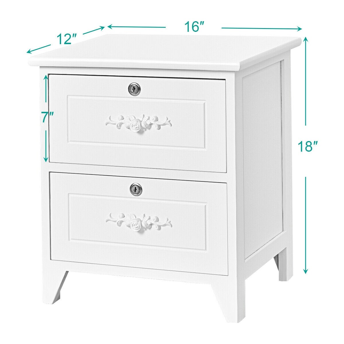 Costway Solid Wood Elegant Nightstand W 2 Locking Drawer End Table Overstock Com Shopping The Best Deals On Nightstands 27184233