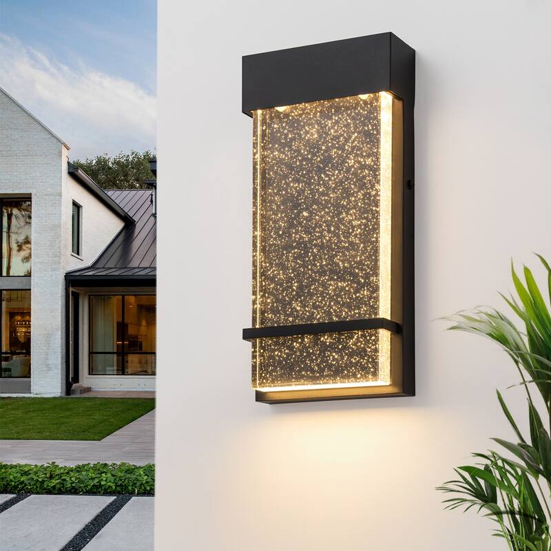 Black Modern Led Wall Sconce with Bulbble Glass - Black