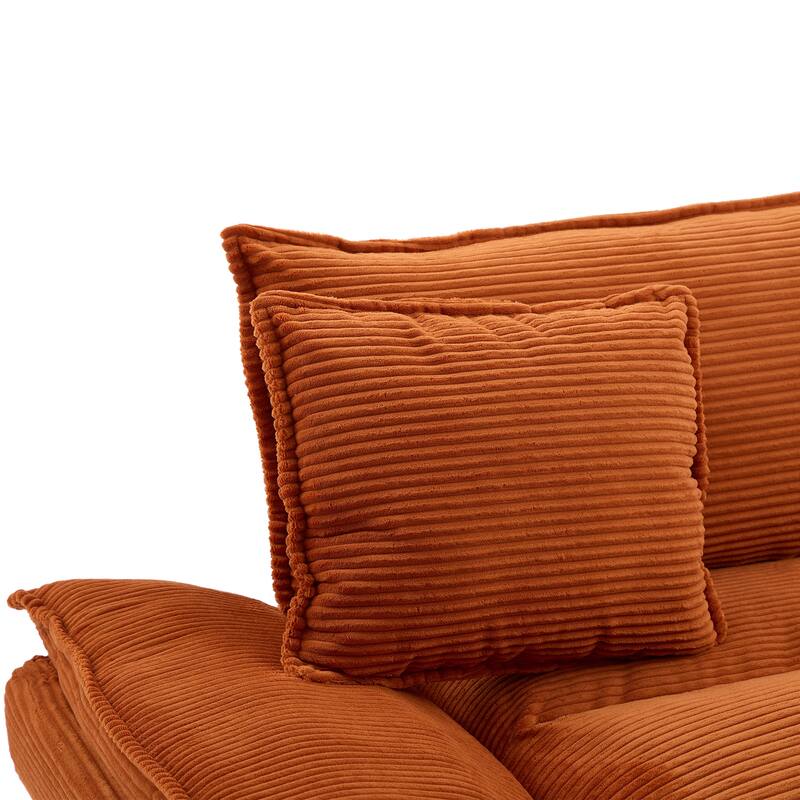 Corduroy Couch Loveseat Sofa with Pillows,Comfy Upholstered Deep Seat Sofa for Bedroom,Living Room,Office