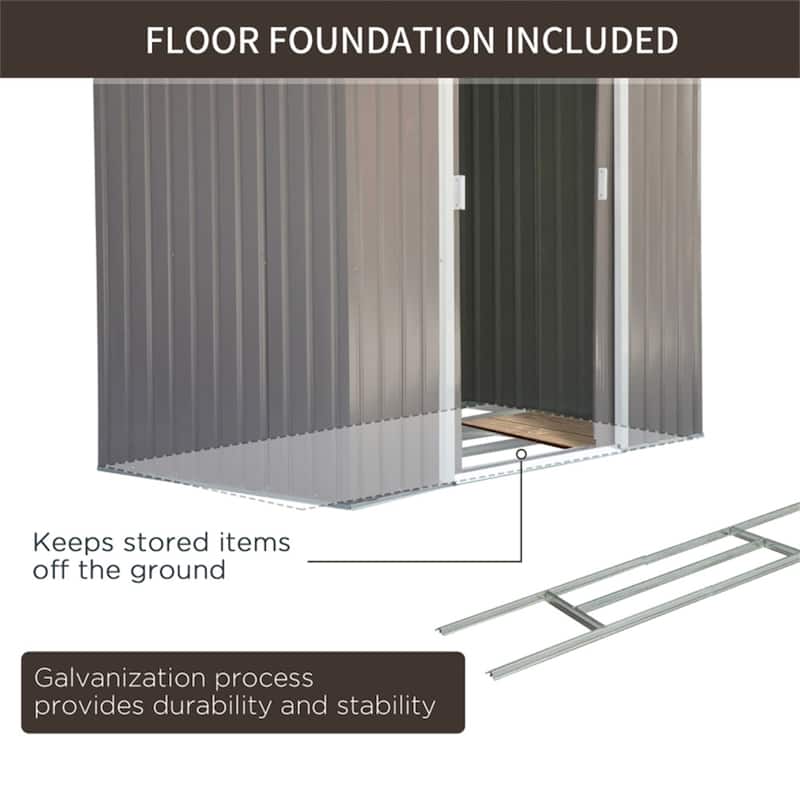 Galvanized Steel Garden Storage Shed with Vents Double Door - 84" L x 51.06" W x 73.2" H