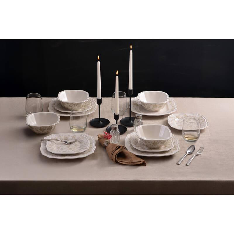 Batik Toile Taupe Porcelain 12 Pc Dinnerware Set