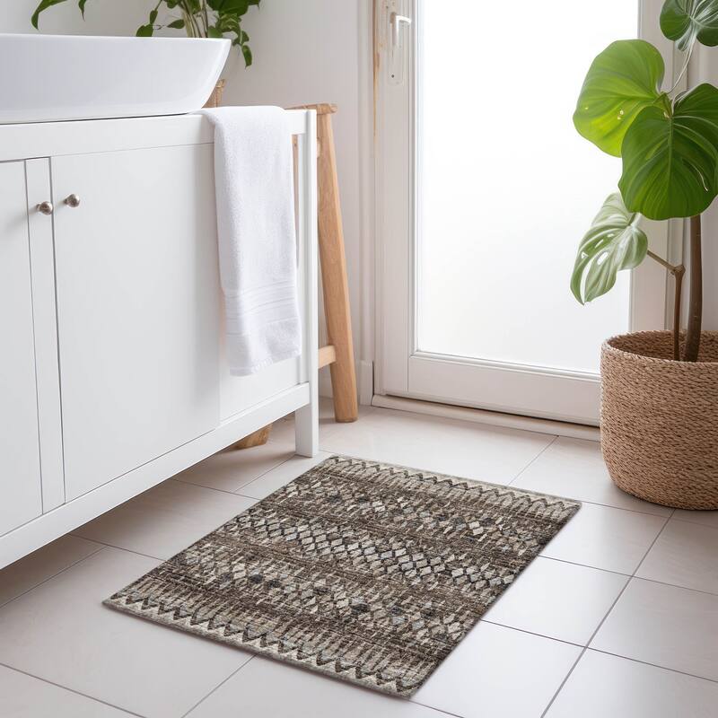 Premium Washable Super Soft Boho Contemporary Mayfield Rug - Brown - 1' 8" x 2' 6" - Rectangle
