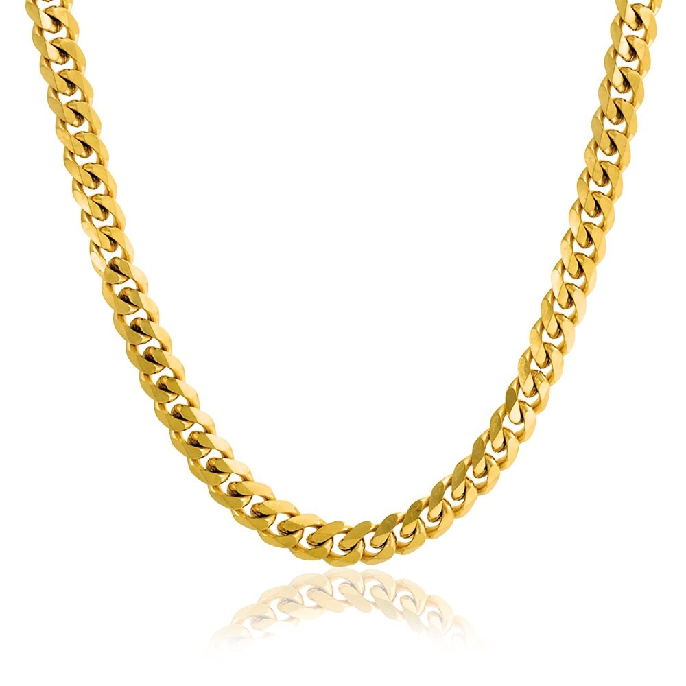 Shop Mens Strong 8mm Gold Tone Stainless Steel Miami Curb Cuban Chain Necklace For Men For Teen 20 24 30 Inch Overstock 17987655