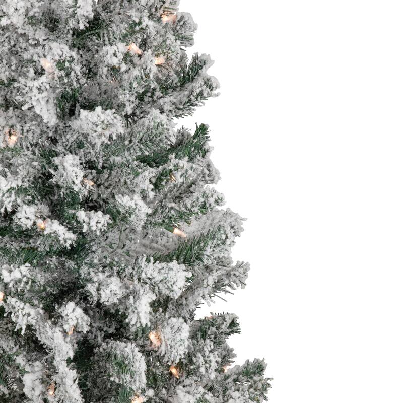 4' Pre-Lit Flocked Pine Artificial Christmas Tree Clear Lights