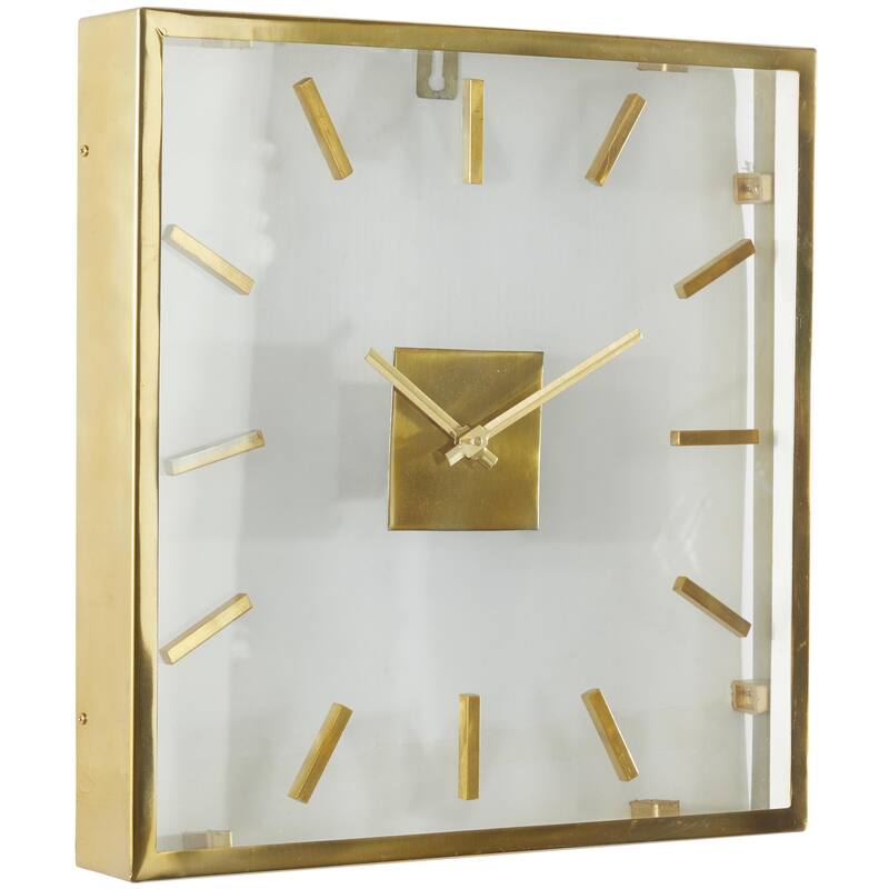 Stainless Steel Metal Decorative Wall Clock with Clear Face - Gold - Roche River Decor