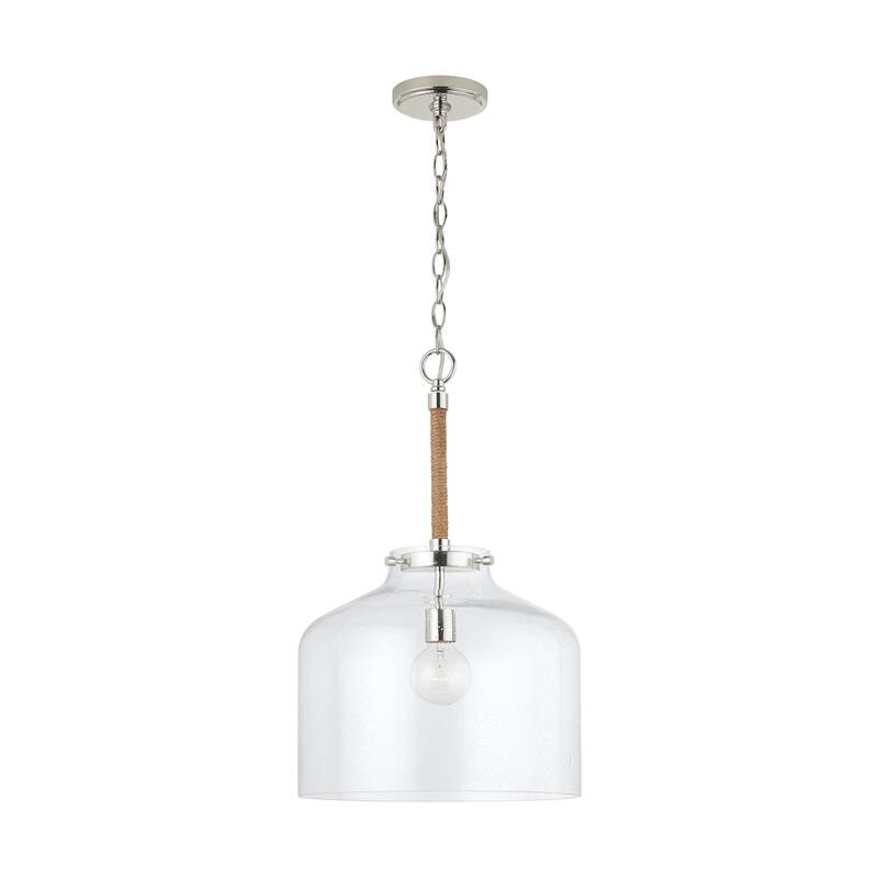 Corde 1-light Hanging Pendant w/ Clear Seeded Glass