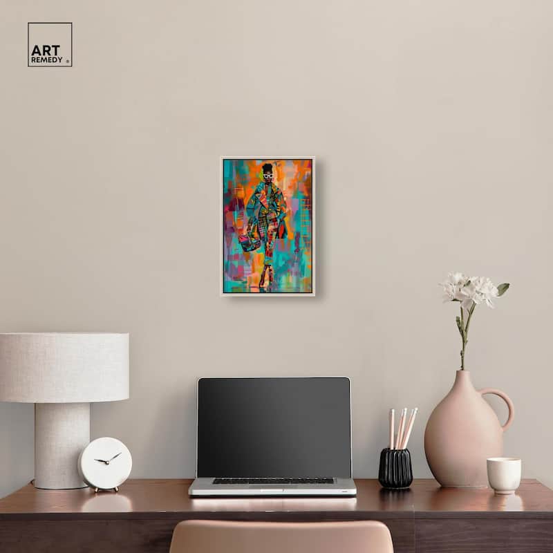Bold Patchwork Style Canvas by Art Remedy