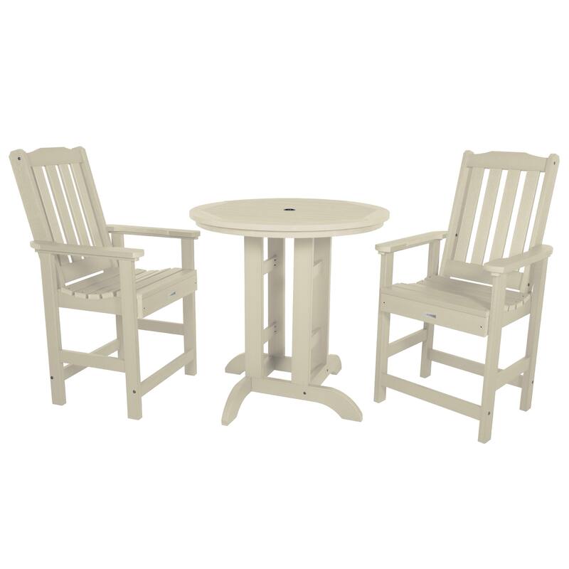 Lehigh 3-piece Counter Height Outdoor Dining Set - 36" Round Table - Whitewash