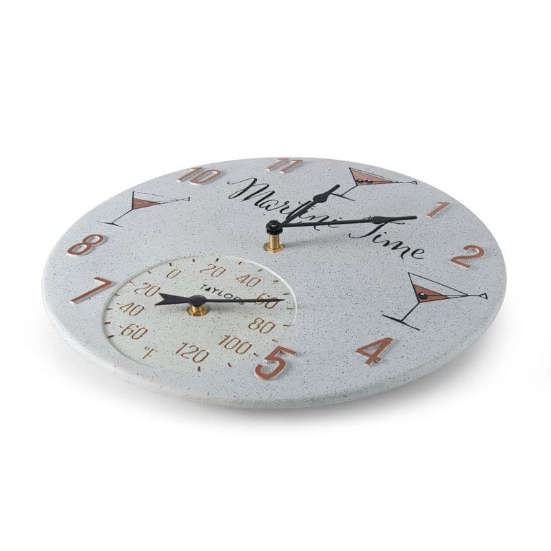 Taylor Precision Products Martini Time Outdoor Clock Thermometer - 14 in