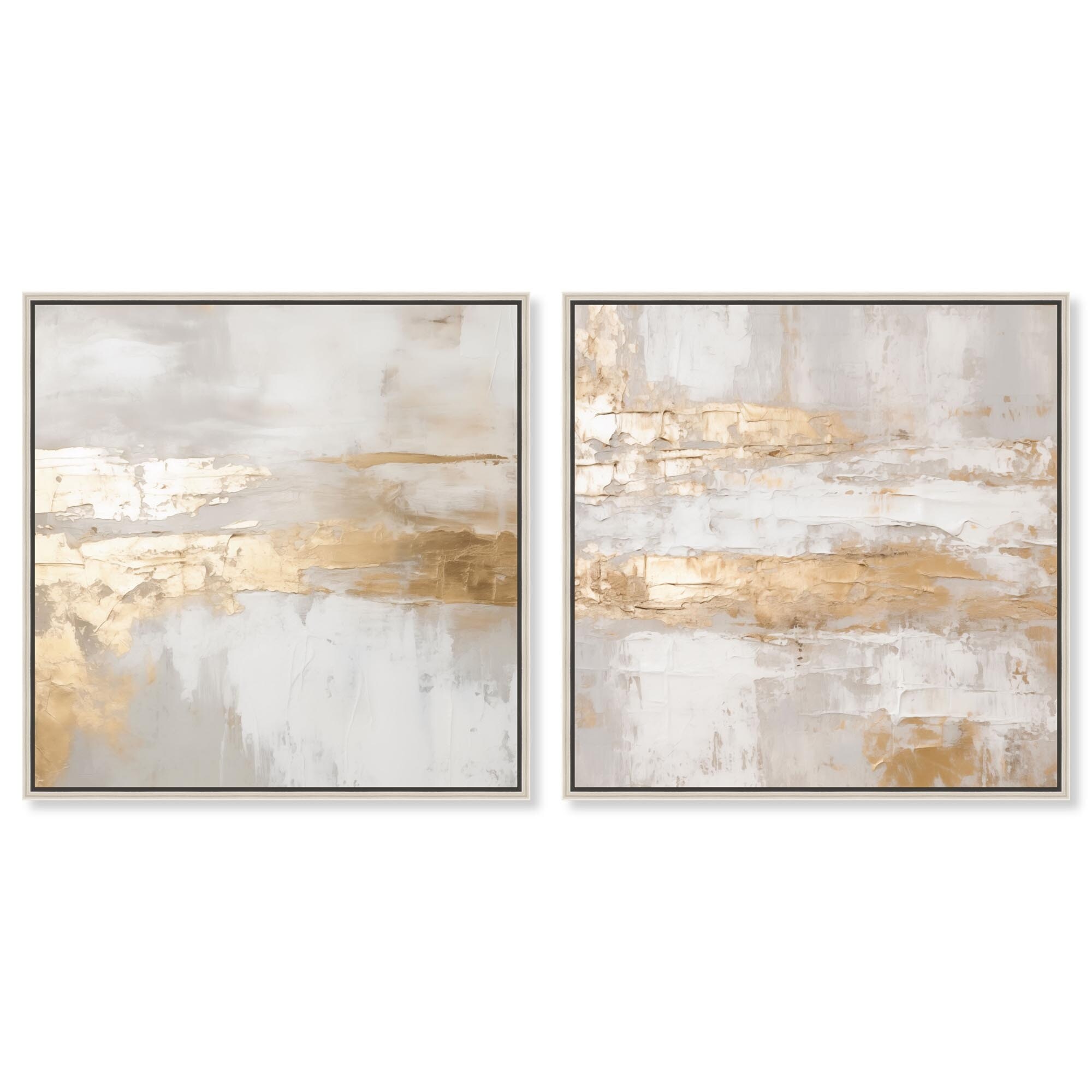 Golden Luxe Room Art 2 Panel Set Framed Canvas Print by Art Remedy