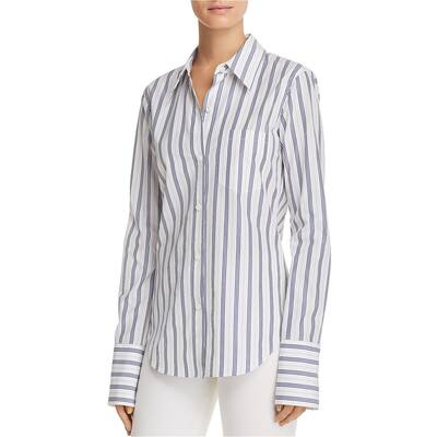 Theory Womens Slim Collar Button Up Shirt,, Blue, Medium