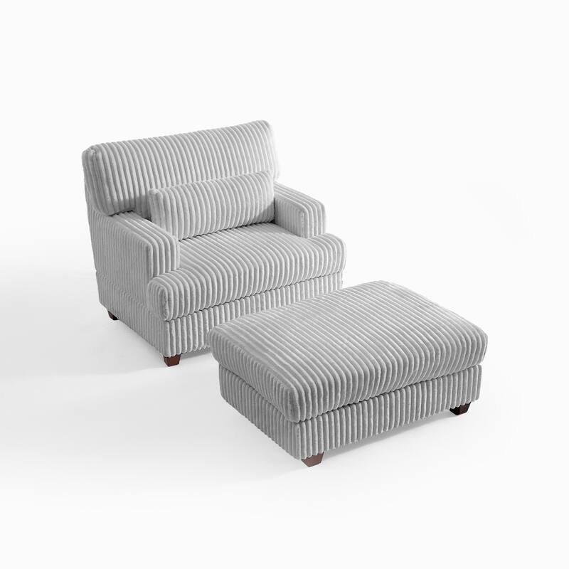 36" Wide Oversized Upholstered Chaise Lounge Accent Chair with Ottoman