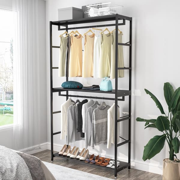 Tribesigns Large Shoe Rack Organizer Closet for Entryway Bedroom Hallway, 9  Tier 72 Pair Heavy Duty Shoes Shelf Storage with Side Metal Hook, Black