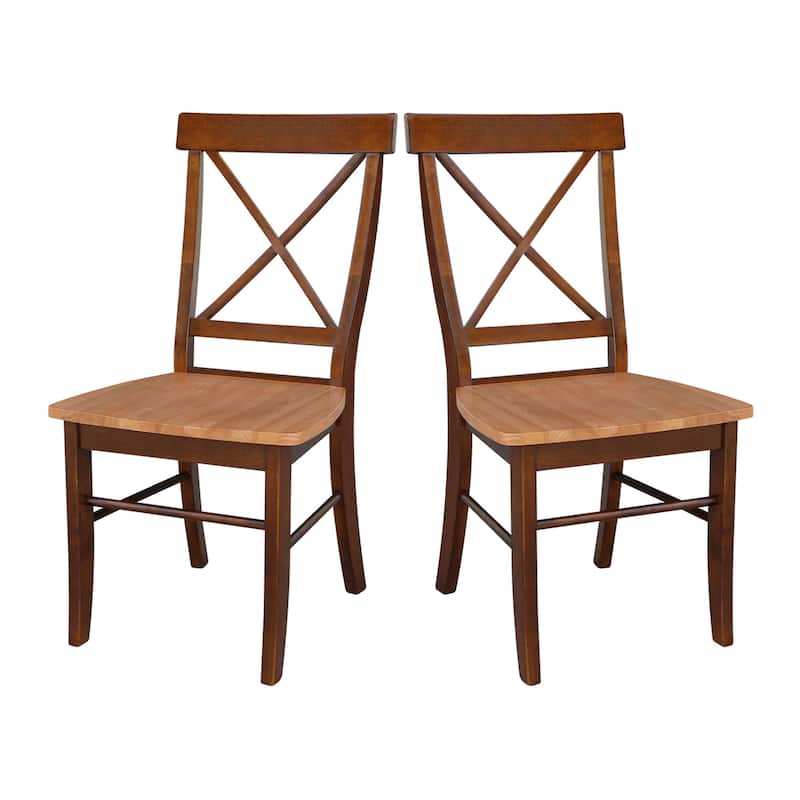Set of Two X-Back Dining Chairs - Cinnamon/Espresso