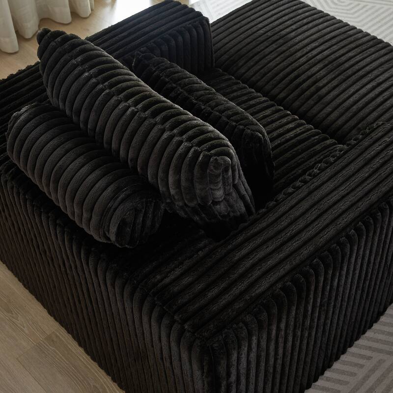 Modern 62.5" Corduroy Sponge Sofa with Removable Footrest, No Assembly Required, Cozy Sleeper Chair for Indoor Spaces