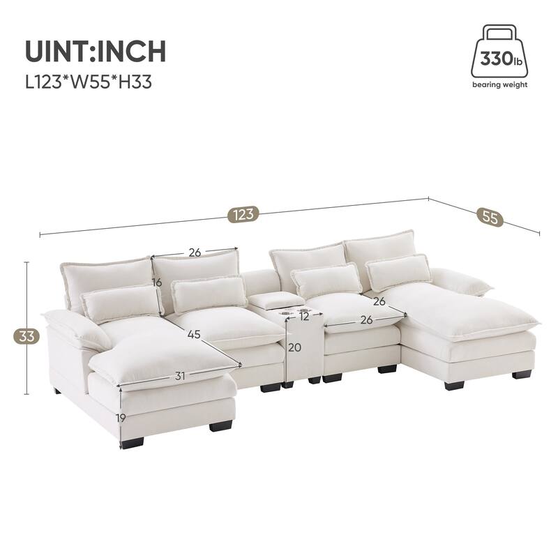 123*55" Modern U-shaped Sofa