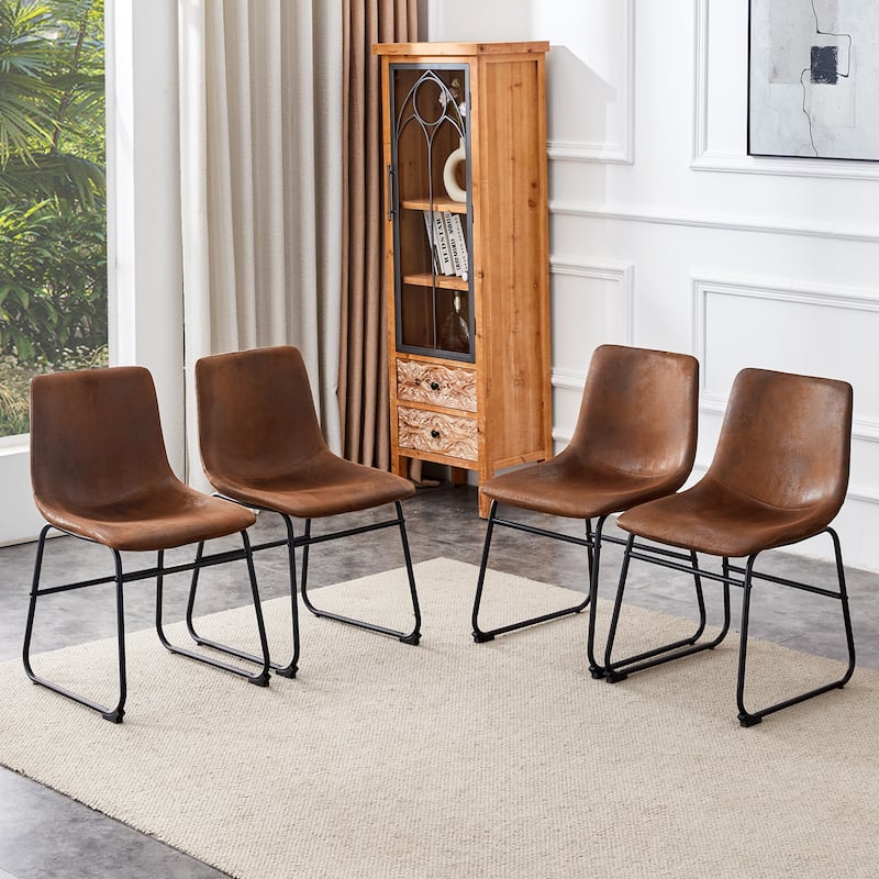 Upholstery Dining Chairs Bar Stools Set of 4 - Brown