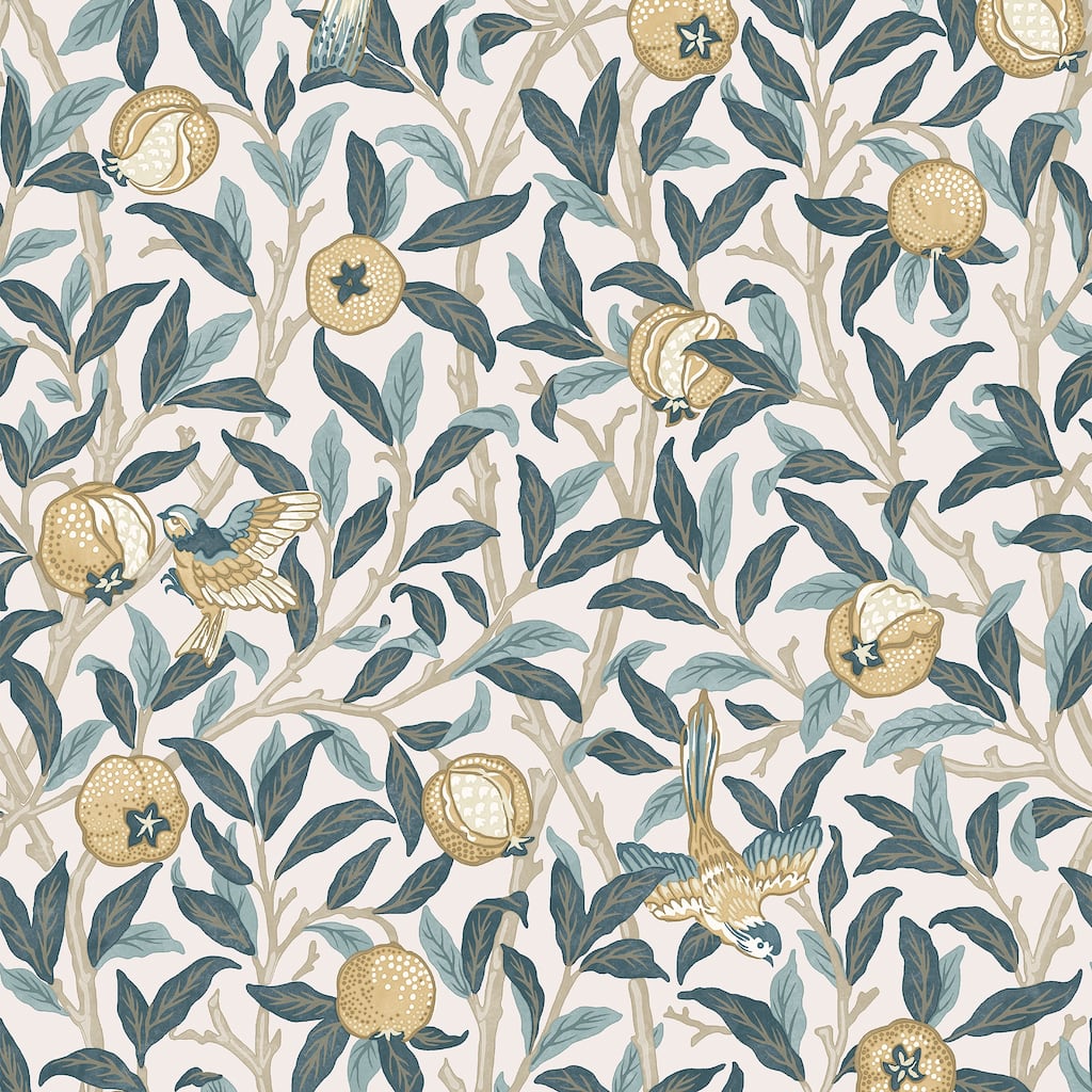 William Morris Bird & Pomegranate Cloudy Blues Wallpaper