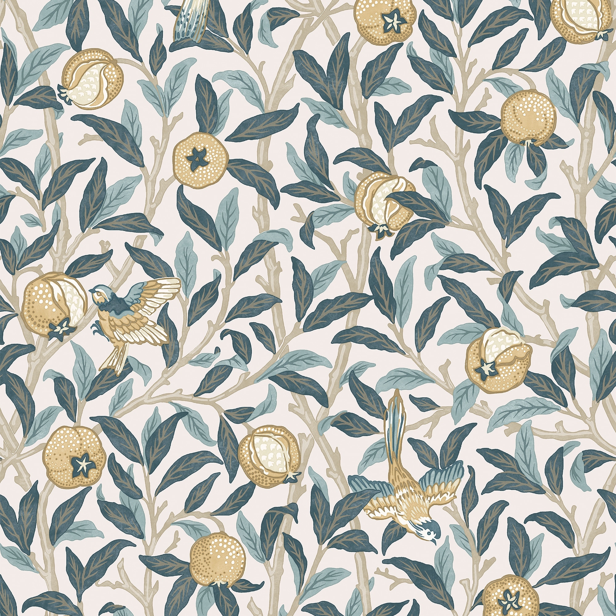 William Morris Bird & Pomegranate Cloudy Blues Wallpaper