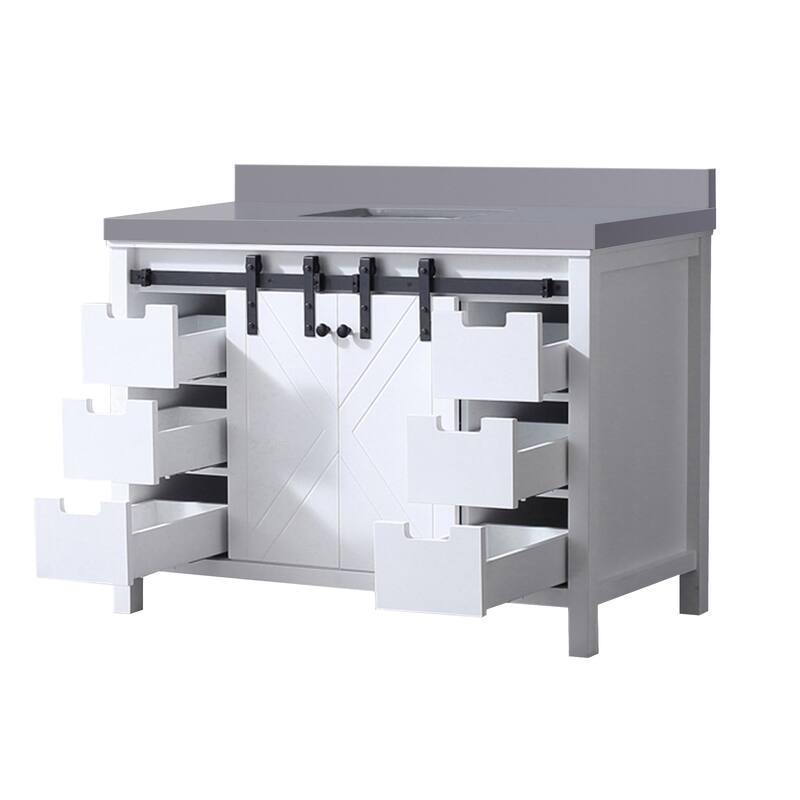 Marsyas 48 in W x 22 in D Dark Grey Bath Vanity and Carrara Marble Countertop