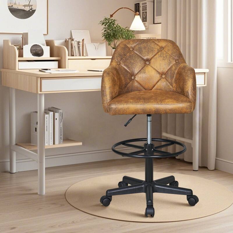 VECELO Swivel Wingback Tilting Drafting Chairs 32.28"-40.16" Adjustable Height Diamond Tufted Back Naihead Home Office Chairs