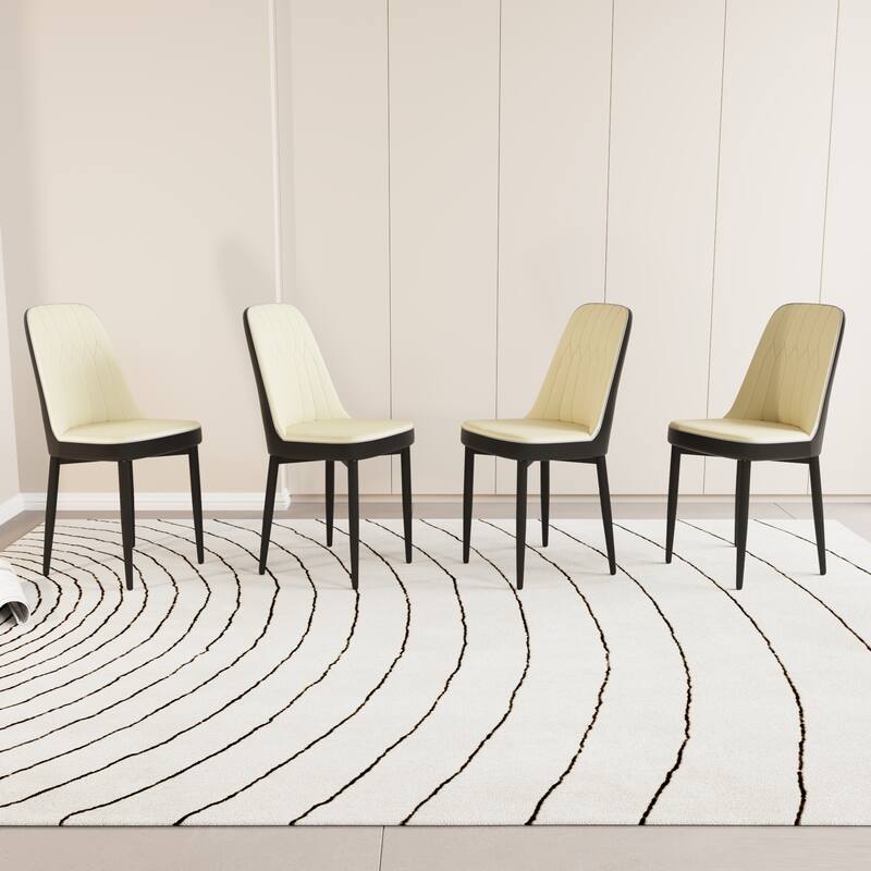 Dining Chairs Set of 4, Faux Leather Upholstered Dining Chairs with Metal Legs for Kitchen/Living Room/Restaurant