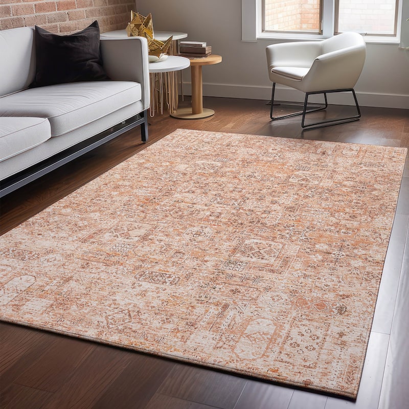 Premium Washable Super Soft Vintage Traditional Mayfield Rug - Salmon - 3' x 5'