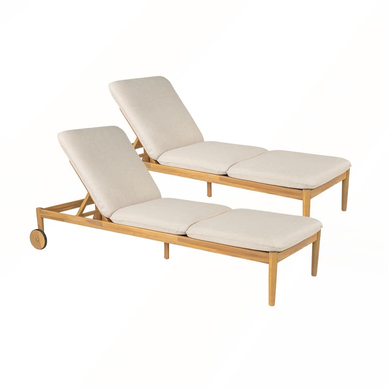 Outdoor Chaise Lounge with Wheels Set of 2