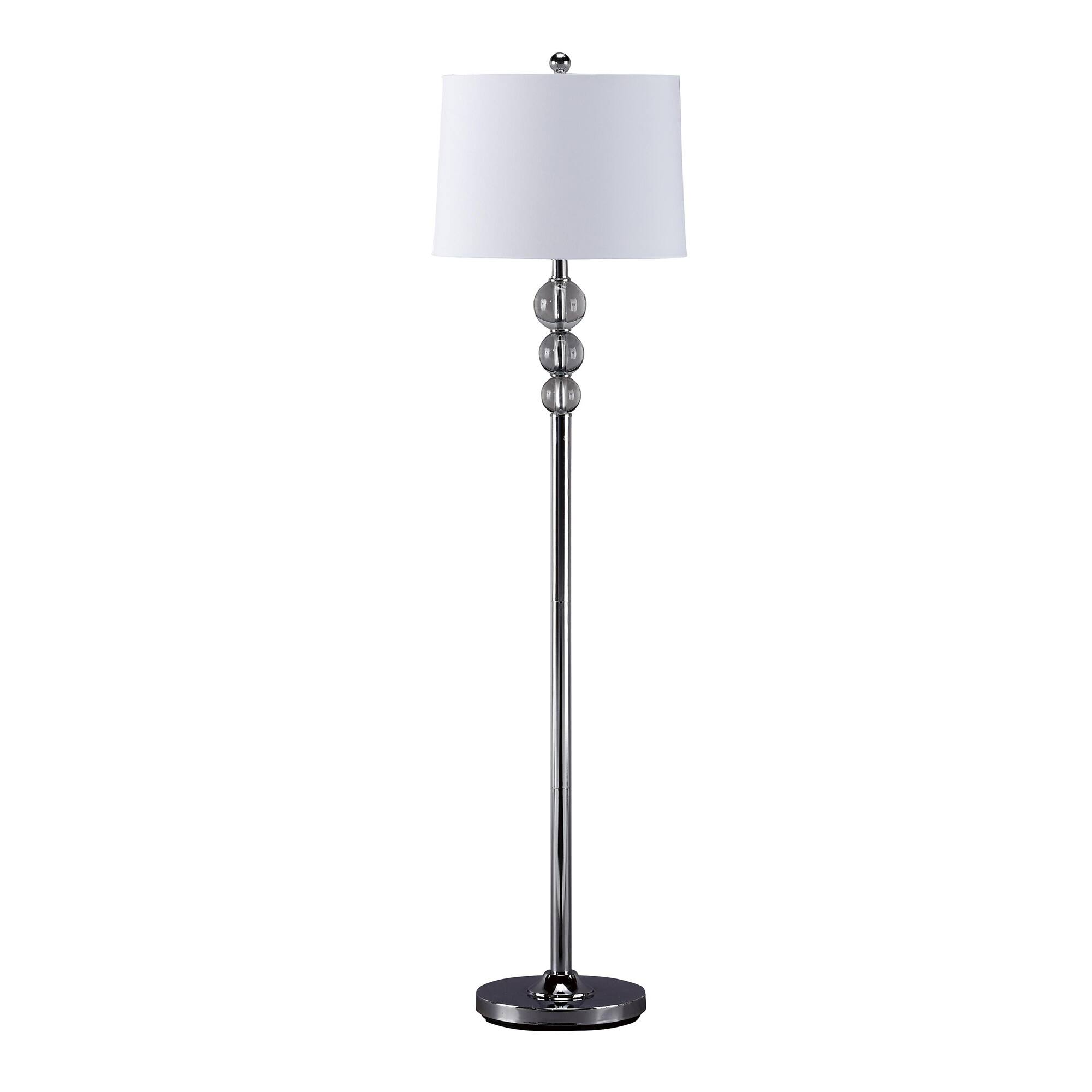 Tapered Drum Shade Metal Floor Lamp with Crystal Accent, Silver and White On Sale Bed Bath