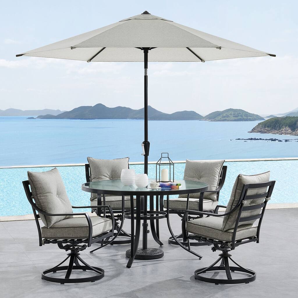 Hanover Lavallette 5-Piece Dining Set in Silver Linings with 4 Swivel ...