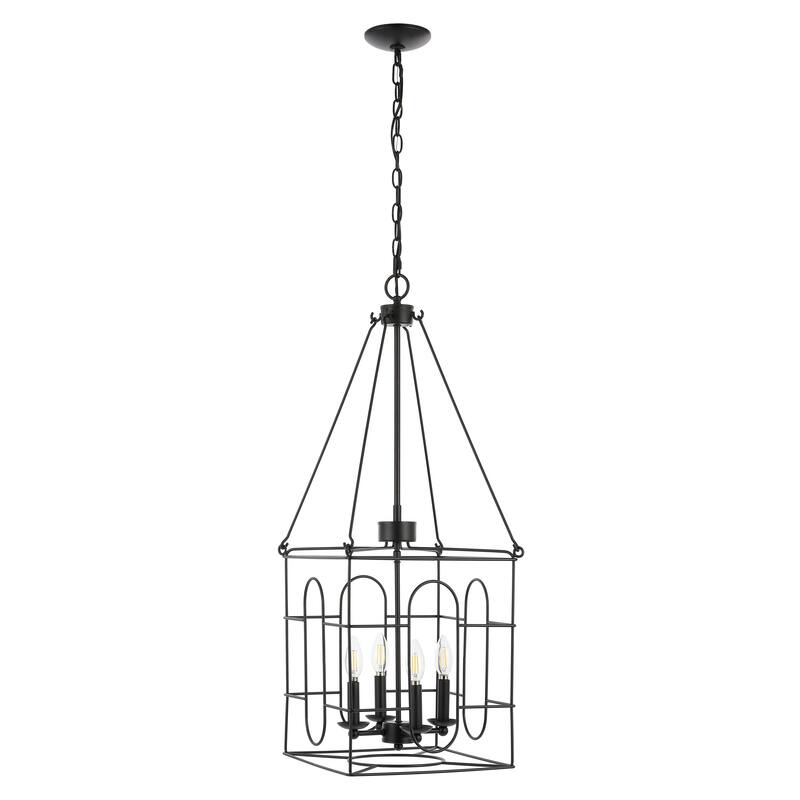 SAFAVIEH Lighting Andrijana 14" Modern & Contemporary Chandelier (4-Bulb) - 14" W x 14" D x 98" H - Black