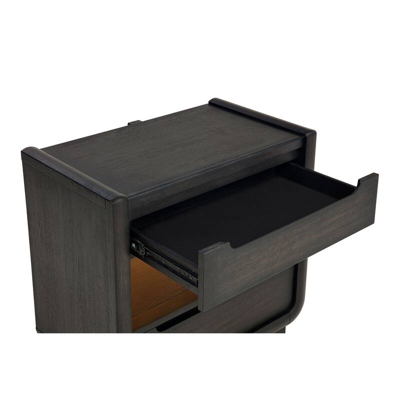 Leandro 2-drawer LED Nightstand with USB Burnished Black