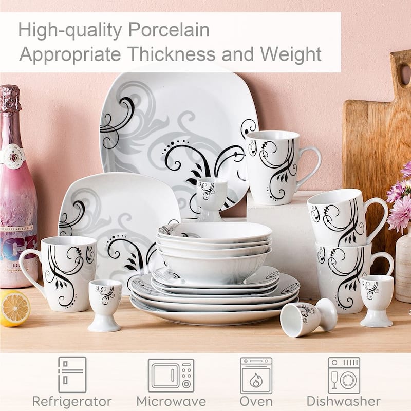 VEWEET 20-Piece White Porcelain Dinnerware Set (Service for 4)