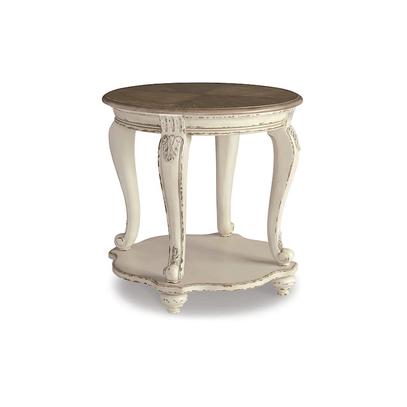 Signature Design by Ashley Realyn White/Brown 2-Piece Table Package - 48.13" W x 34" D x 19.88" H