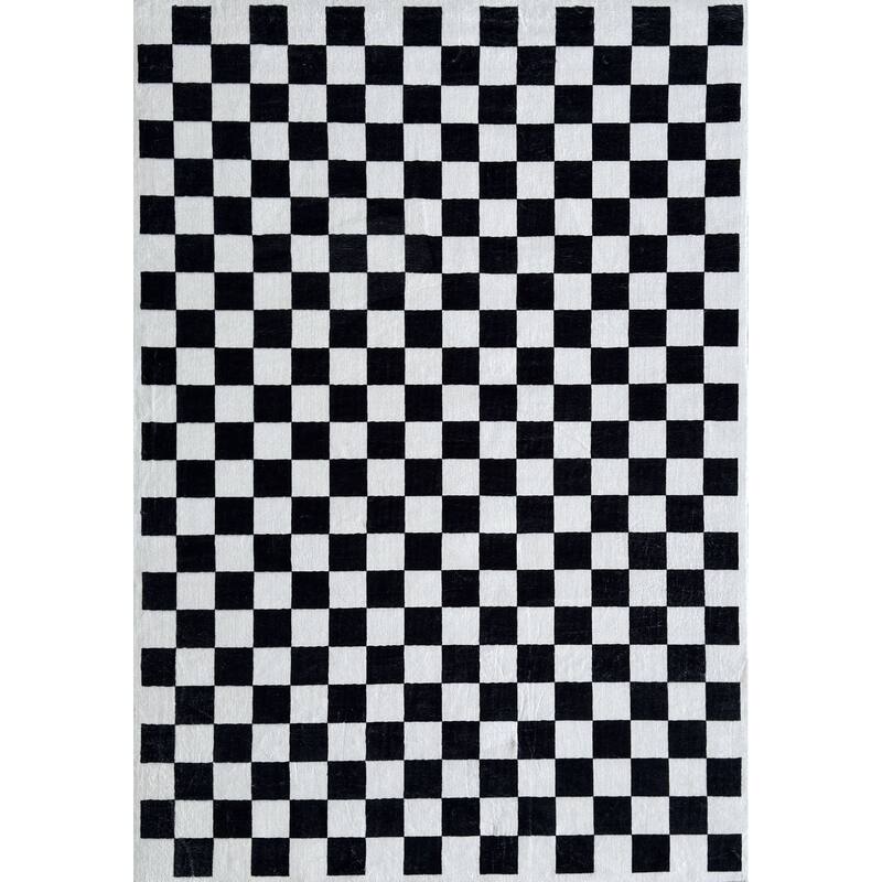 Rug Branch Kids Metro Checkered Noir Black Indoor Soft Area Rug