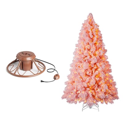 Home Heritage Rotating Tree Stand Base w/Snowdrift 6.5' Pine Christmas Tree