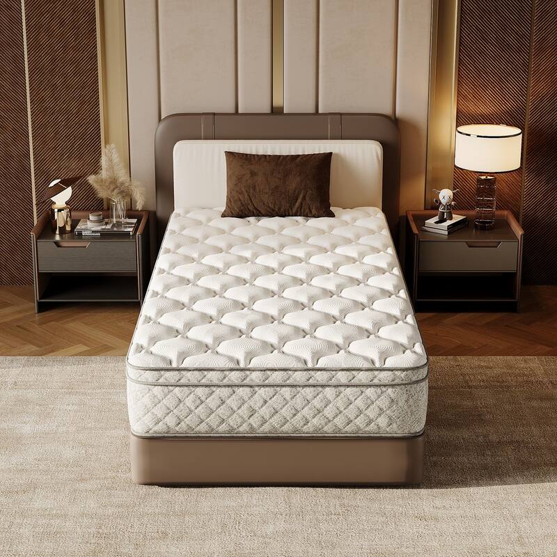 Twin Size Mattress 12 Inch Hybrid in a Box with Memory Foam and Pocket Spring for Pressure Relief