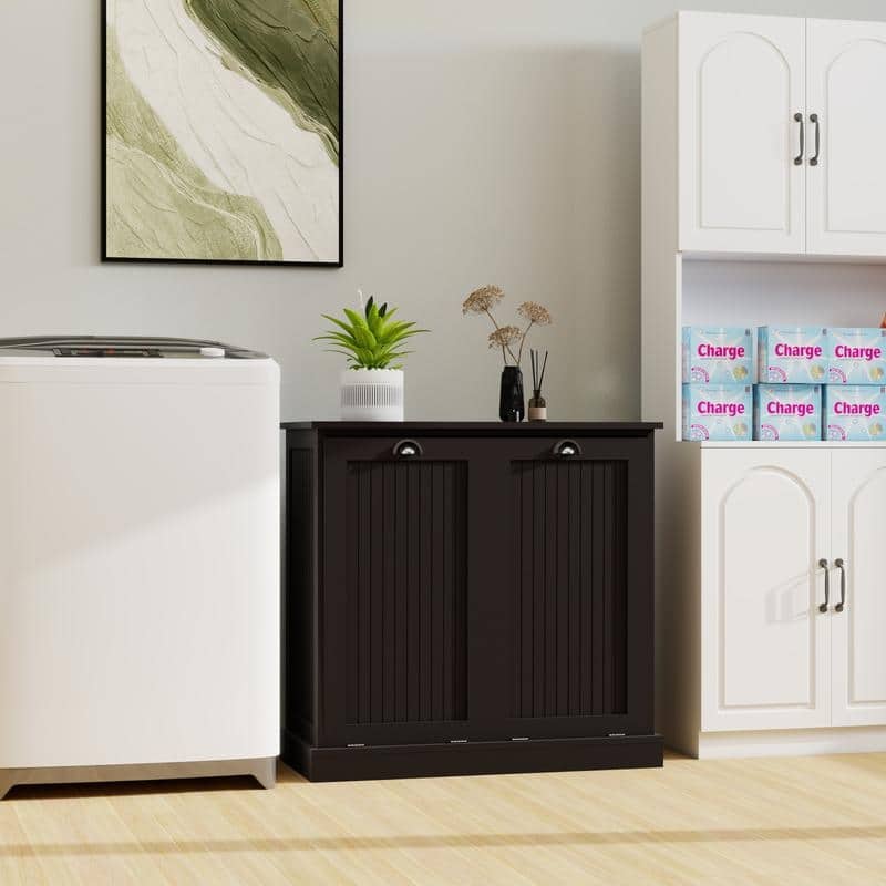 Two-Compartment Tilt-Out Laundry Sorter Cabinet