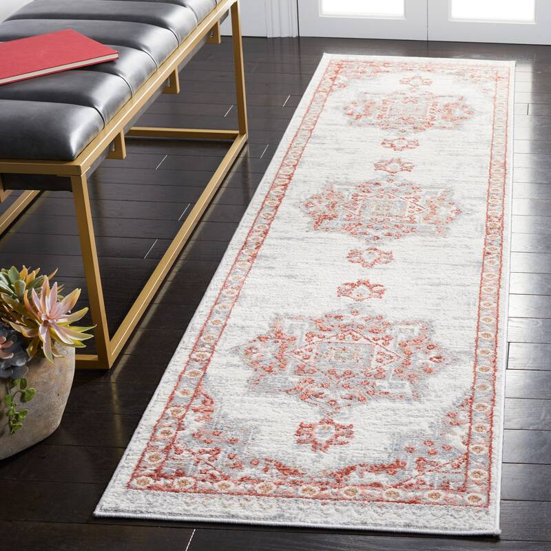 SAFAVIEH Shivan Minah Oriental Medallion Rug - 2'2" x 8' Runner - Ivory/Rust