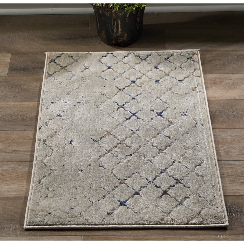 Napoli Collection Beige/Grey Trellis Area Rug