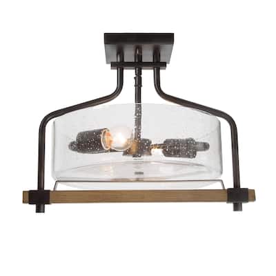 Modern Farmhouse 2-light Semi Flush Mount Ceiling Lighting