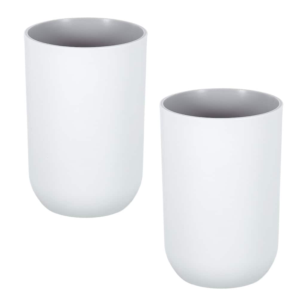 2Pcs Drinking Cups, Unbreakable Bathroom Cup Toothbrush Holder