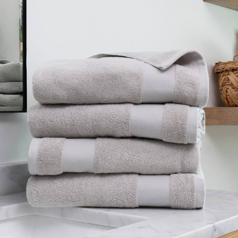 Becky Cameron Premium Ultra Soft Cotton 4pc Bath Towel Set - 4 Pack - Light Gray