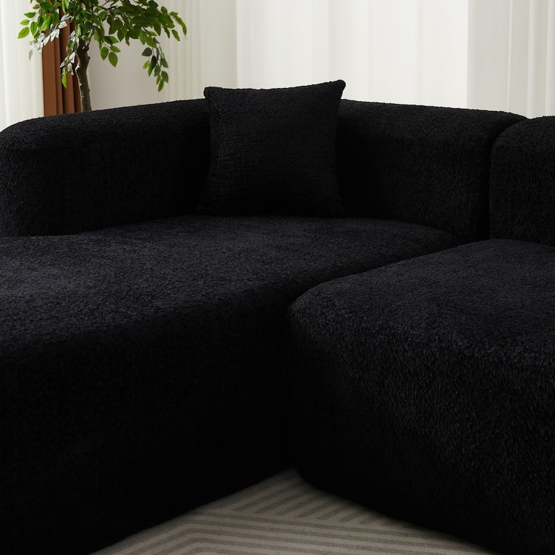 109.4" L-Shaped Chenille Boneless Sectional Sofa with Two Throw Pillows