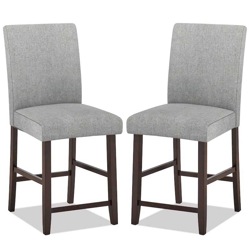 Gymax Set of 2 Bar Stools 24'' Counter Height Pub Kitchen Chairs w/ - Counter Height - Grey - Set of 2