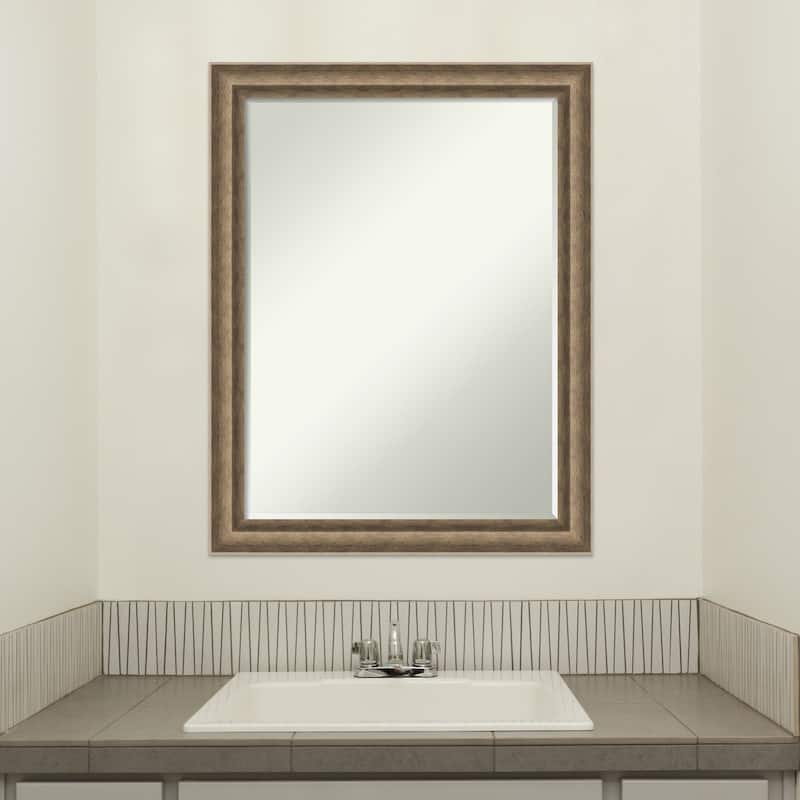 Angled Half-Inch-Bevel Wood Framed Bathroom Vanity Wall Mirror - Glass Size 18x24