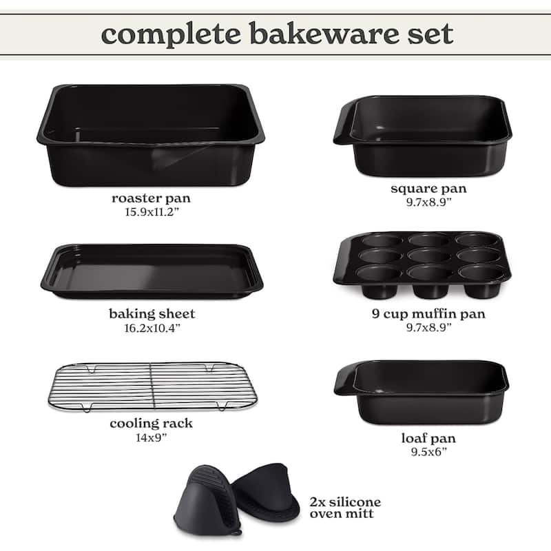 Country Kitchen 8-Piece Bakeware Set, Nonstick Baking Pans & Nesting Baking Sheets, Durable Steel, Grey