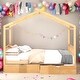 preview thumbnail 2 of 16, Kids and Baby Full Size Roof House Platform Bed With Headboard And Footboard